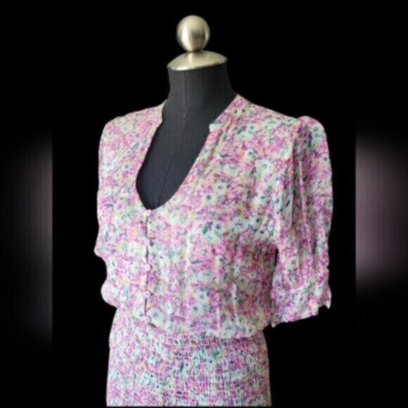 Esqualo Pink Floral Chiffon Dress NWT Sz 4 - Picture 6 of 15